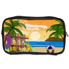 Vector Graphic Clipart Beach House Toiletries Bag (one Side) by Sarkoni