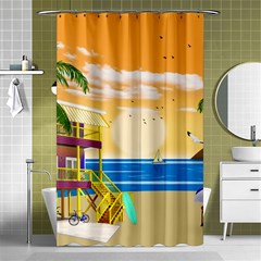 Vector Graphic Clipart Beach House Shower Curtain 48  X 72  (small)  by Sarkoni