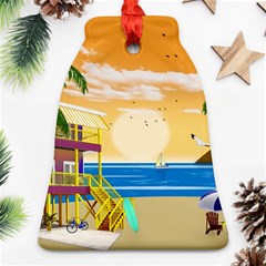 Vector Graphic Clipart Beach House Bell Ornament (two Sides) by Sarkoni