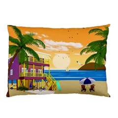 Vector Graphic Clipart Beach House Pillow Case (two Sides) by Sarkoni