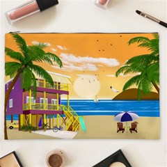 Vector Graphic Clipart Beach House Cosmetic Bag (xxl) by Sarkoni