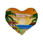 Vector Graphic Clipart Beach House Standard 16  Premium Heart Shape Cushions Front