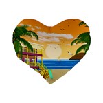 Vector Graphic Clipart Beach House Standard 16  Premium Heart Shape Cushions Back