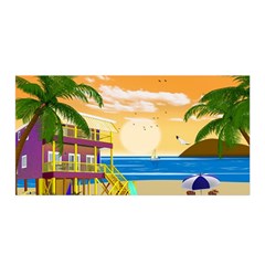 Vector Graphic Clipart Beach House Satin Wrap 35  X 70  by Sarkoni