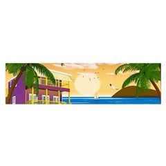 Vector Graphic Clipart Beach House Oblong Satin Scarf (16  X 60 ) by Sarkoni