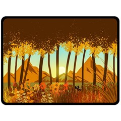 Mountains Fall Flowers Fleece Blanket (large) by Sarkoni