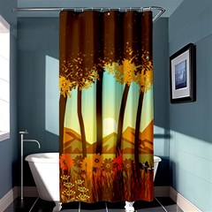 Mountains Fall Flowers Shower Curtain 36  X 72  (stall)  by Sarkoni