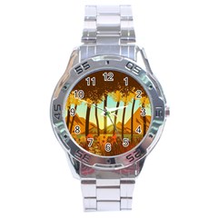 Mountains Fall Flowers Stainless Steel Analogue Watch by Sarkoni