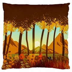 Mountains Fall Flowers Standard Premium Plush Fleece Cushion Case (two Sides) by Sarkoni