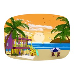 Vector Graphic Clipart Beach House Mini Square Pill Box by Sarkoni