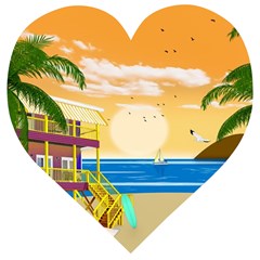 Vector Graphic Clipart Beach House Wooden Puzzle Heart by Sarkoni