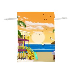 Vector Graphic Clipart Beach House Lightweight Drawstring Pouch (s) by Sarkoni