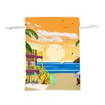 Vector Graphic Clipart Beach House Lightweight Drawstring Pouch (L) Front