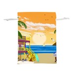 Vector Graphic Clipart Beach House Lightweight Drawstring Pouch (L) Back