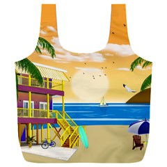 Vector Graphic Clipart Beach House Full Print Recycle Bag (xxl)