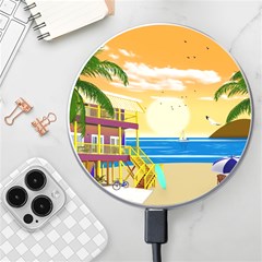 Vector Graphic Clipart Beach House Wireless Fast Charger(white) by Sarkoni