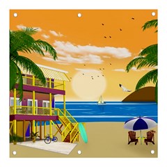 Vector Graphic Clipart Beach House Banner And Sign 3  X 3  by Sarkoni