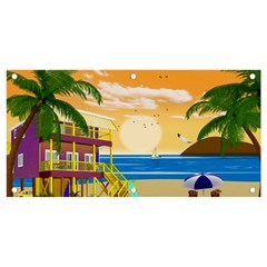 Vector Graphic Clipart Beach House Banner And Sign 4  X 2  by Sarkoni