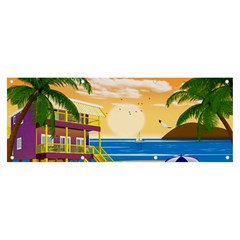 Vector Graphic Clipart Beach House Banner And Sign 8  X 3  by Sarkoni