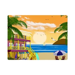 Vector Graphic Clipart Beach House Premium Plush Fleece Blanket (mini) by Sarkoni