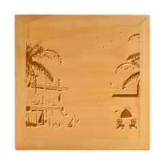 Vector Graphic Clipart Beach House Wood Photo Frame Cube by Sarkoni