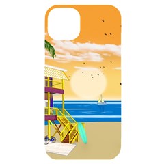 Vector Graphic Clipart Beach House Iphone 14 Plus Black Uv Print Case by Sarkoni