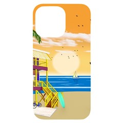 Vector Graphic Clipart Beach House Iphone 14 Pro Max Black Uv Print Case by Sarkoni