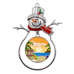 Vector Graphic Clipart Beach House Metal Snowman Ornament by Sarkoni