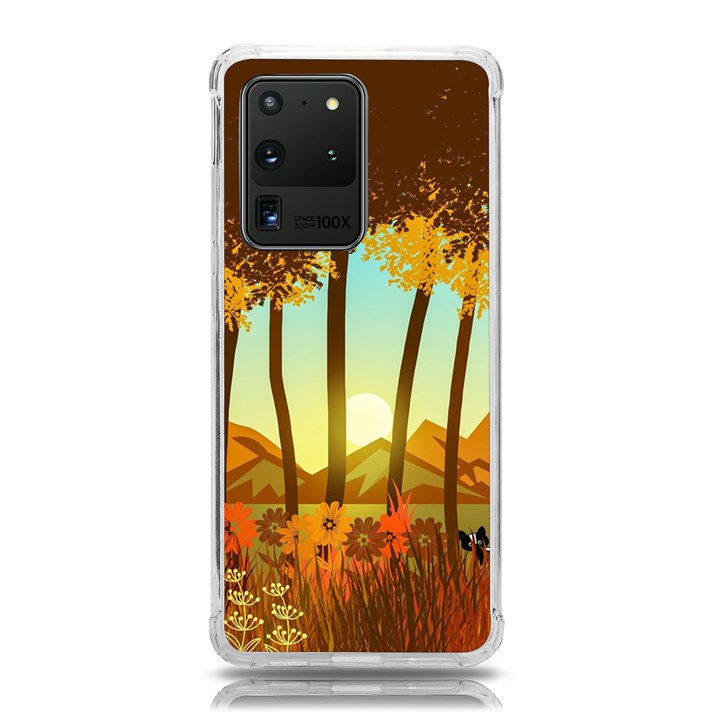 Mountains Fall Flowers Samsung Galaxy S20 Ultra 6.9 Inch TPU UV Case