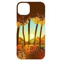 Mountains Fall Flowers Iphone 14 Plus Black Uv Print Case by Sarkoni