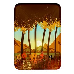 Mountains Fall Flowers Rectangular Glass Fridge Magnet (4 Pack) by Sarkoni