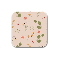 Spring Art Floral Pattern Design Rubber Square Coaster (4 Pack) by Sarkoni