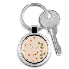 Spring Art Floral Pattern Design Key Chain (round) by Sarkoni