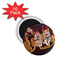 Christmas Santa Claus Dog Sled 1 75  Magnets (10 Pack)  by Sarkoni