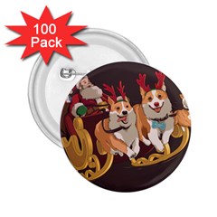 Christmas Santa Claus Dog Sled 2 25  Buttons (100 Pack)  by Sarkoni