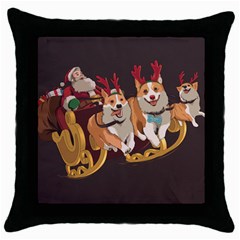 Christmas Santa Claus Dog Sled Throw Pillow Case (black) by Sarkoni