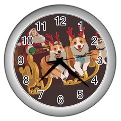 Christmas Santa Claus Dog Sled Wall Clock (silver) by Sarkoni