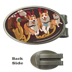 Christmas Santa Claus Dog Sled Money Clips (oval)  by Sarkoni