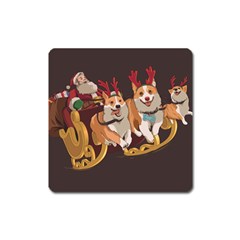 Christmas Santa Claus Dog Sled Square Magnet by Sarkoni