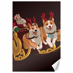 Christmas Santa Claus Dog Sled Canvas 12  X 18  by Sarkoni