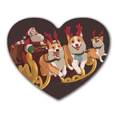 Christmas Santa Claus Dog Sled Heart Mousepad by Sarkoni