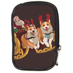 Christmas Santa Claus Dog Sled Compact Camera Leather Case by Sarkoni