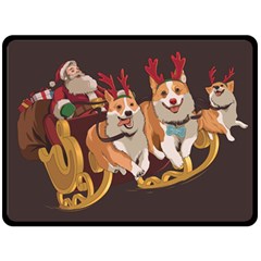 Christmas Santa Claus Dog Sled Fleece Blanket (large) by Sarkoni