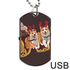 Christmas Santa Claus Dog Sled Dog Tag Usb Flash (one Side) by Sarkoni