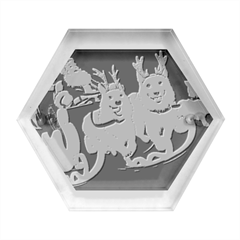 Christmas Santa Claus Dog Sled Hexagon Wood Jewelry Box by Sarkoni