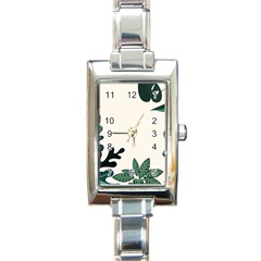 Leaves Plants Foliage Border Rectangle Italian Charm Watch by Sarkoni