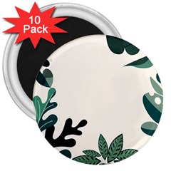 Leaves Plants Foliage Border 3  Magnets (10 Pack)  by Sarkoni