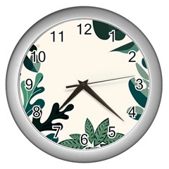 Leaves Plants Foliage Border Wall Clock (Silver)