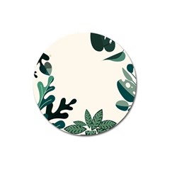 Leaves Plants Foliage Border Magnet 3  (Round)