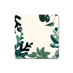 Leaves Plants Foliage Border Square Magnet